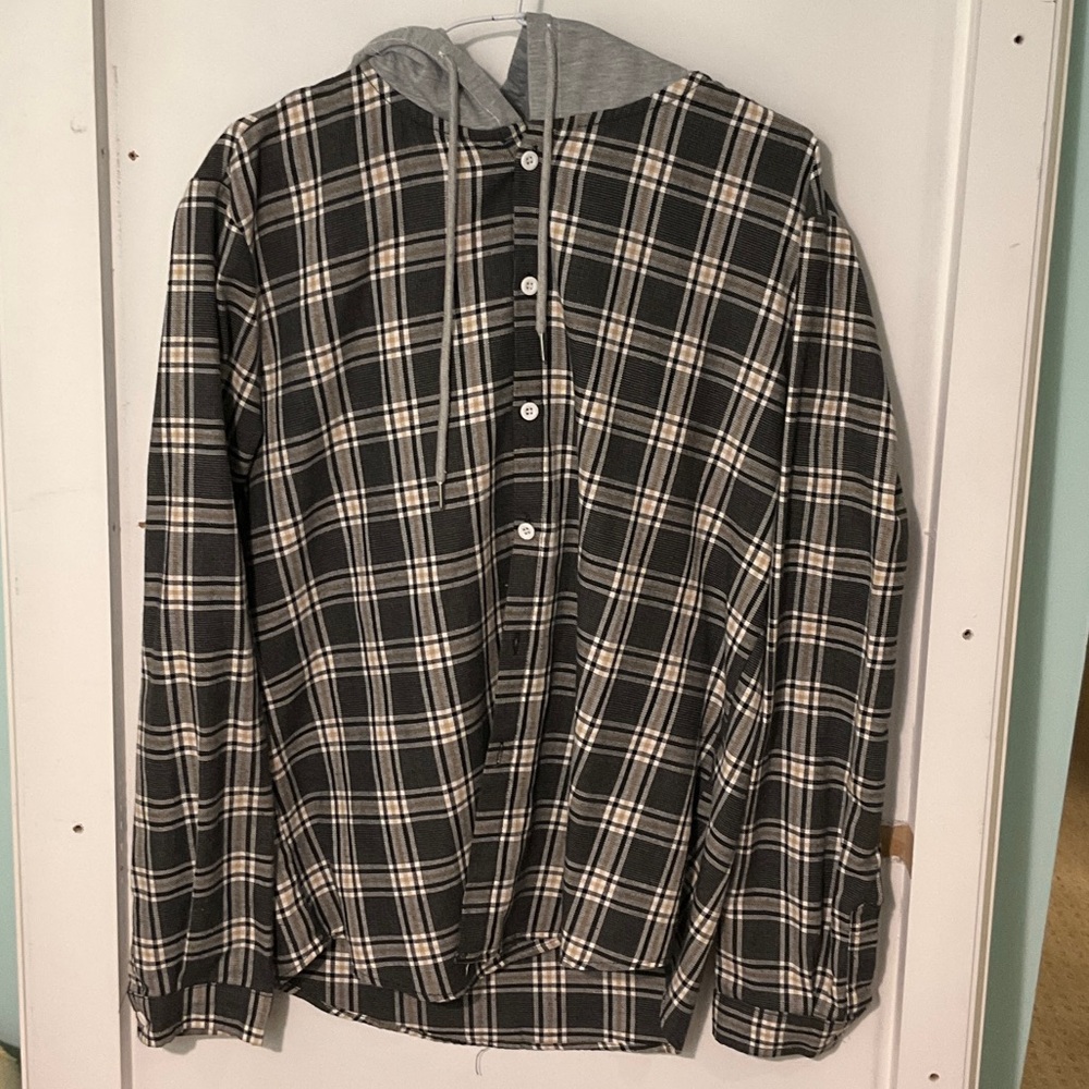 ROMWE Black and White Plaid Shirt Jacket